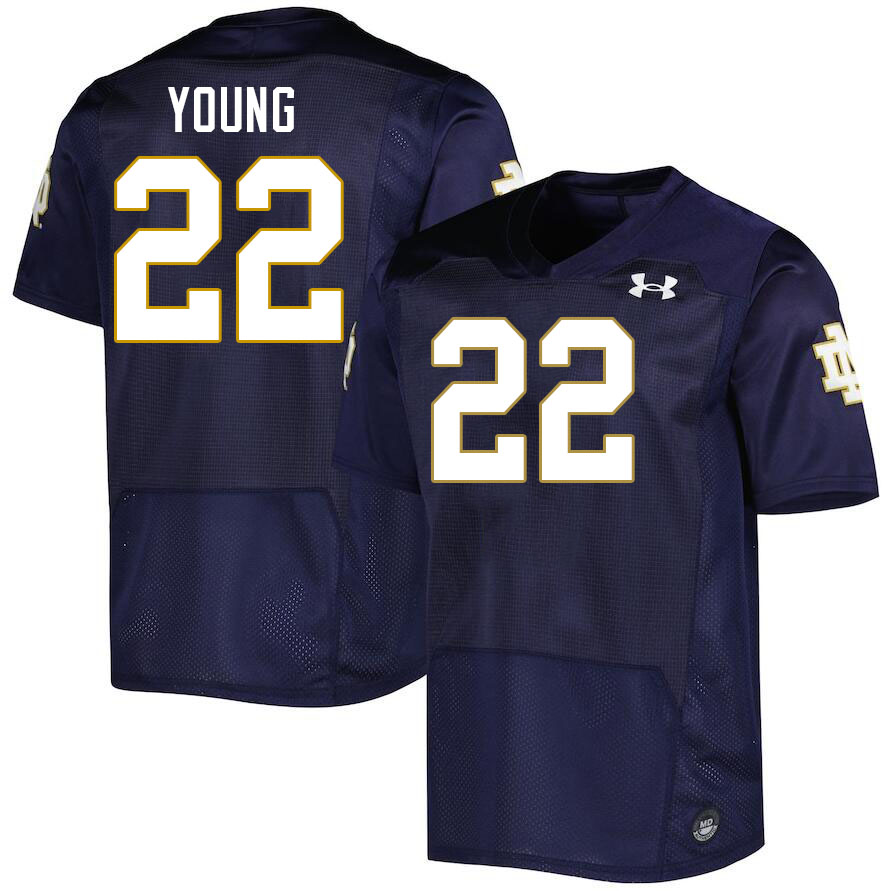 Men #22 Kedren Young Notre Dame Fighting Irish College Football Jerseys Stitched-Navy